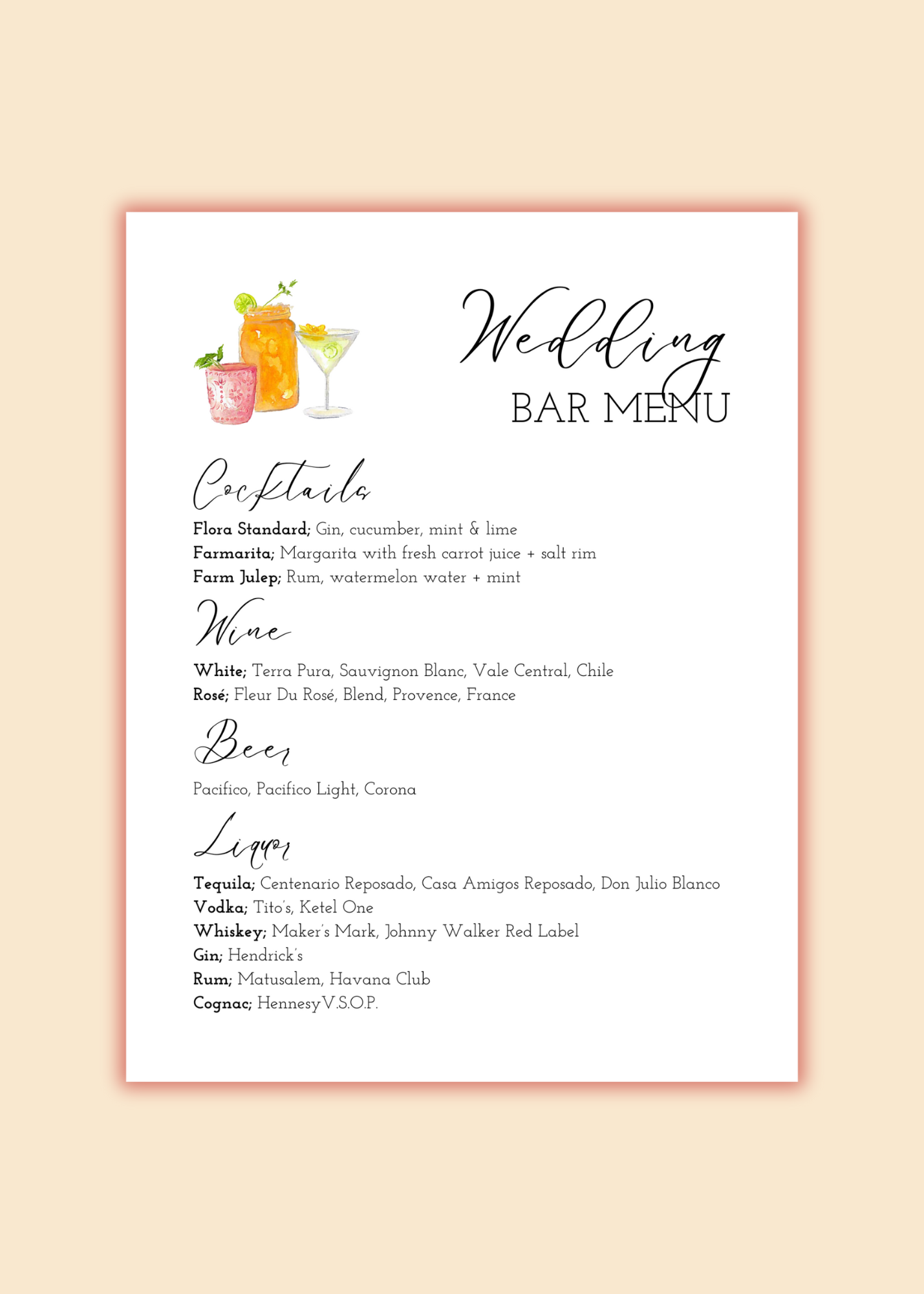 Bar Sign Template | Cocktails