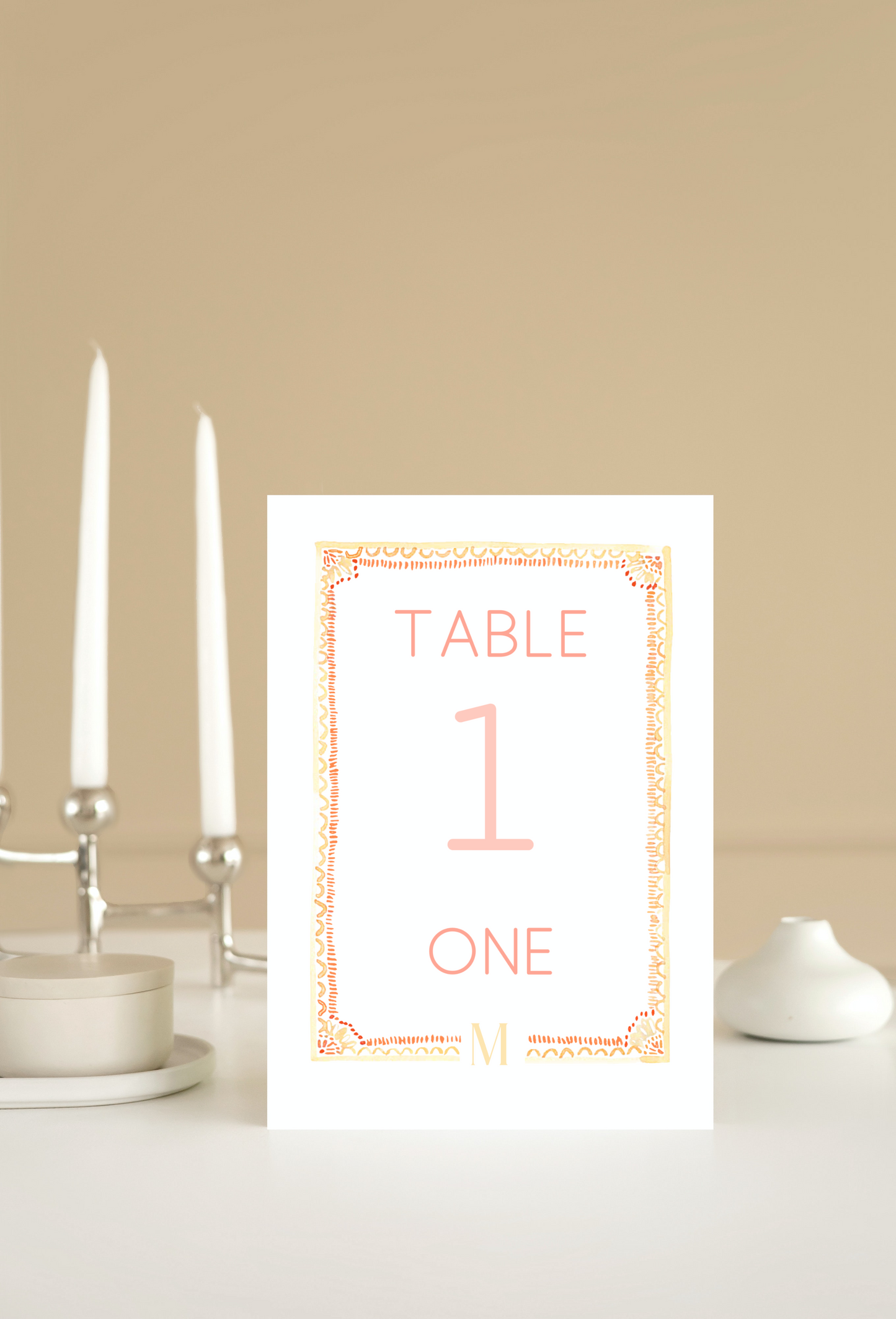 Twenty Table Numbers | Watercolor Border