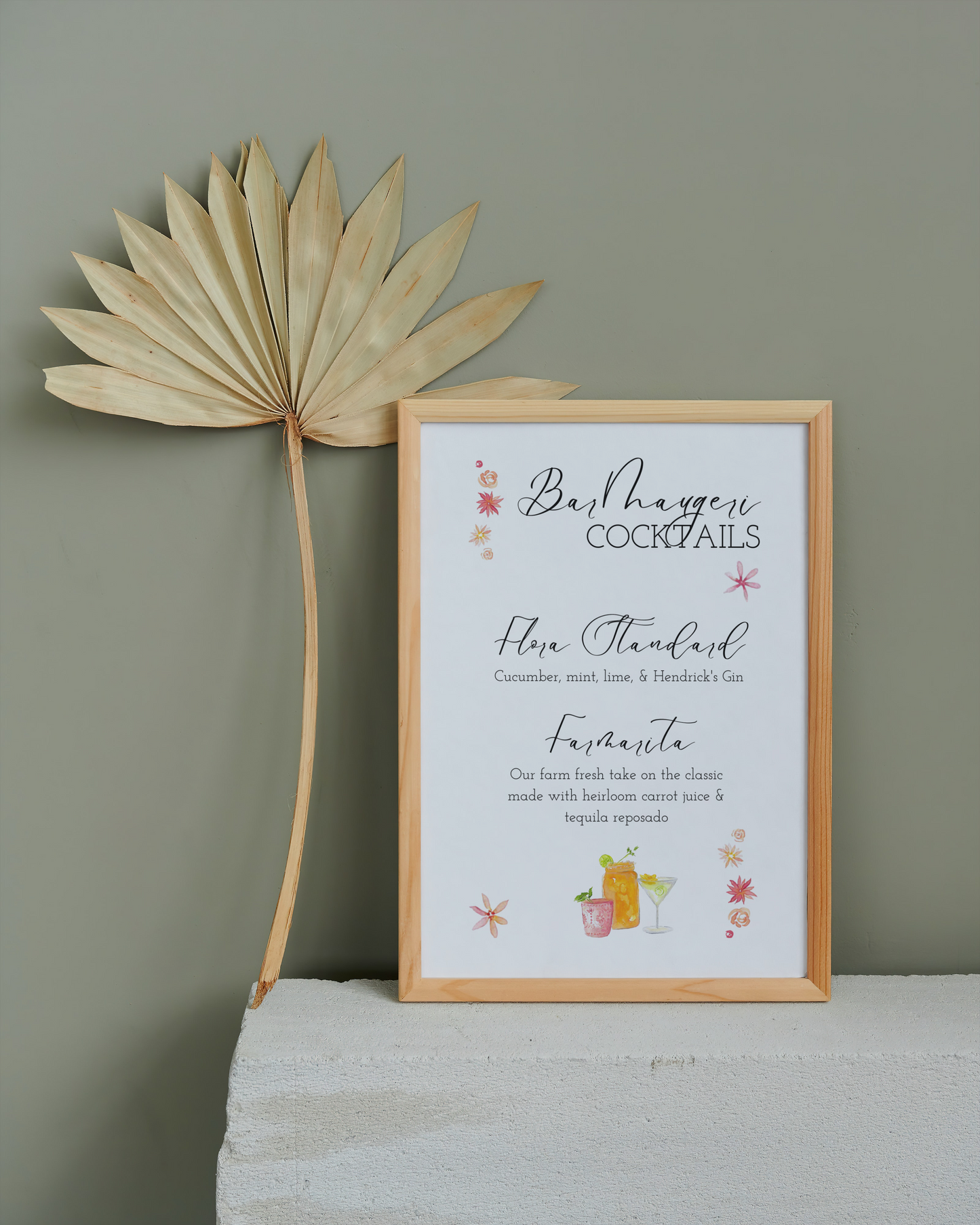 Cocktail Sign Template | Floral Cocktails