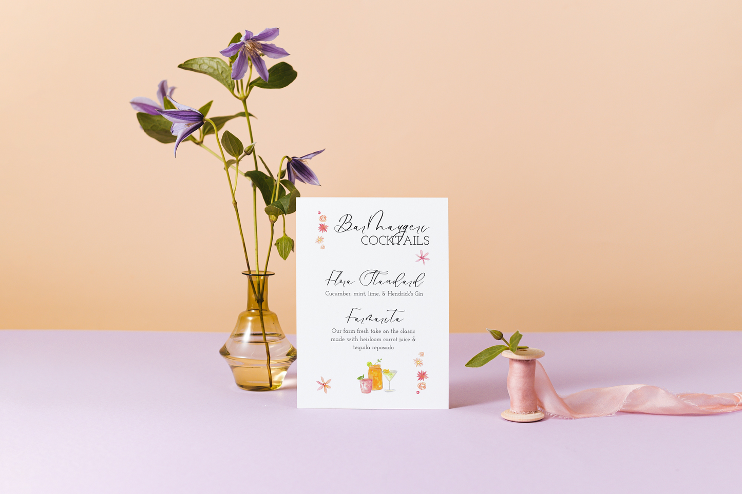 Cocktail Sign Template | Floral Cocktails
