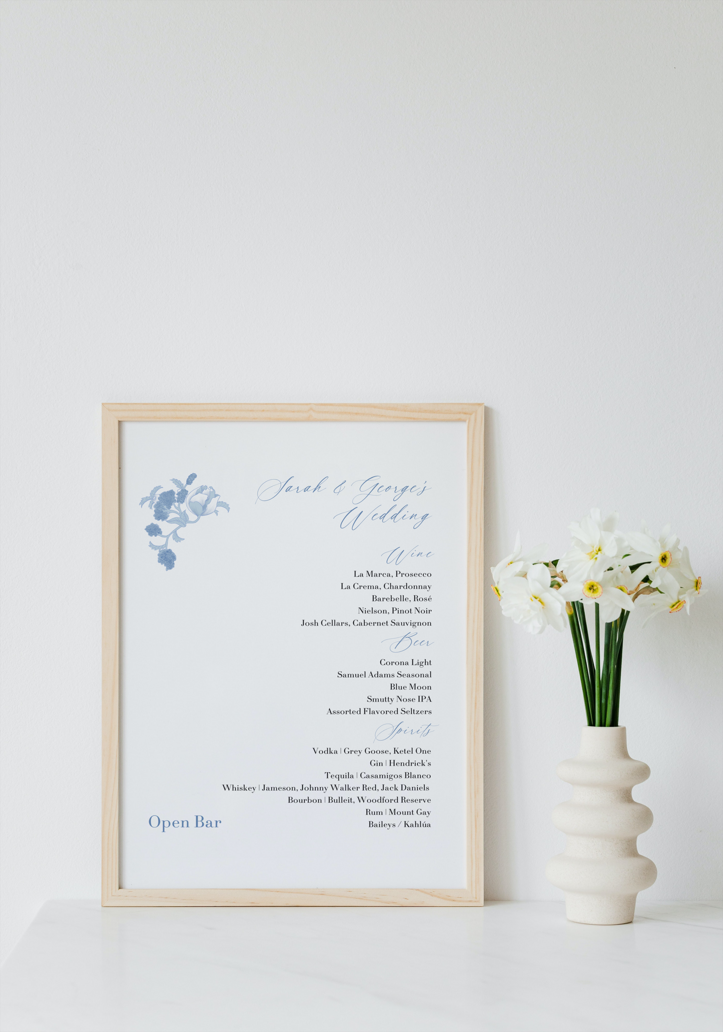 Bar Sign Template | Blue Flowers