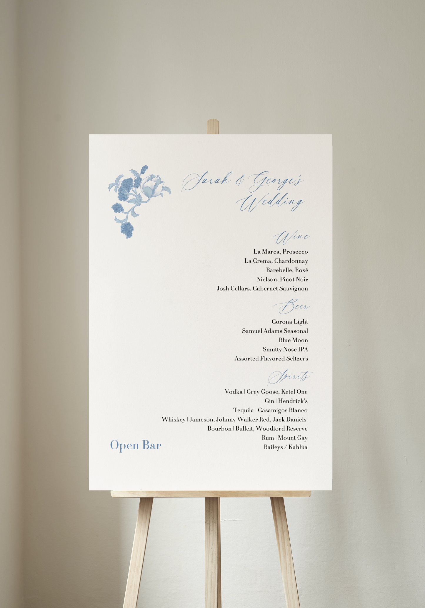 Bar Sign Template | Blue Flowers