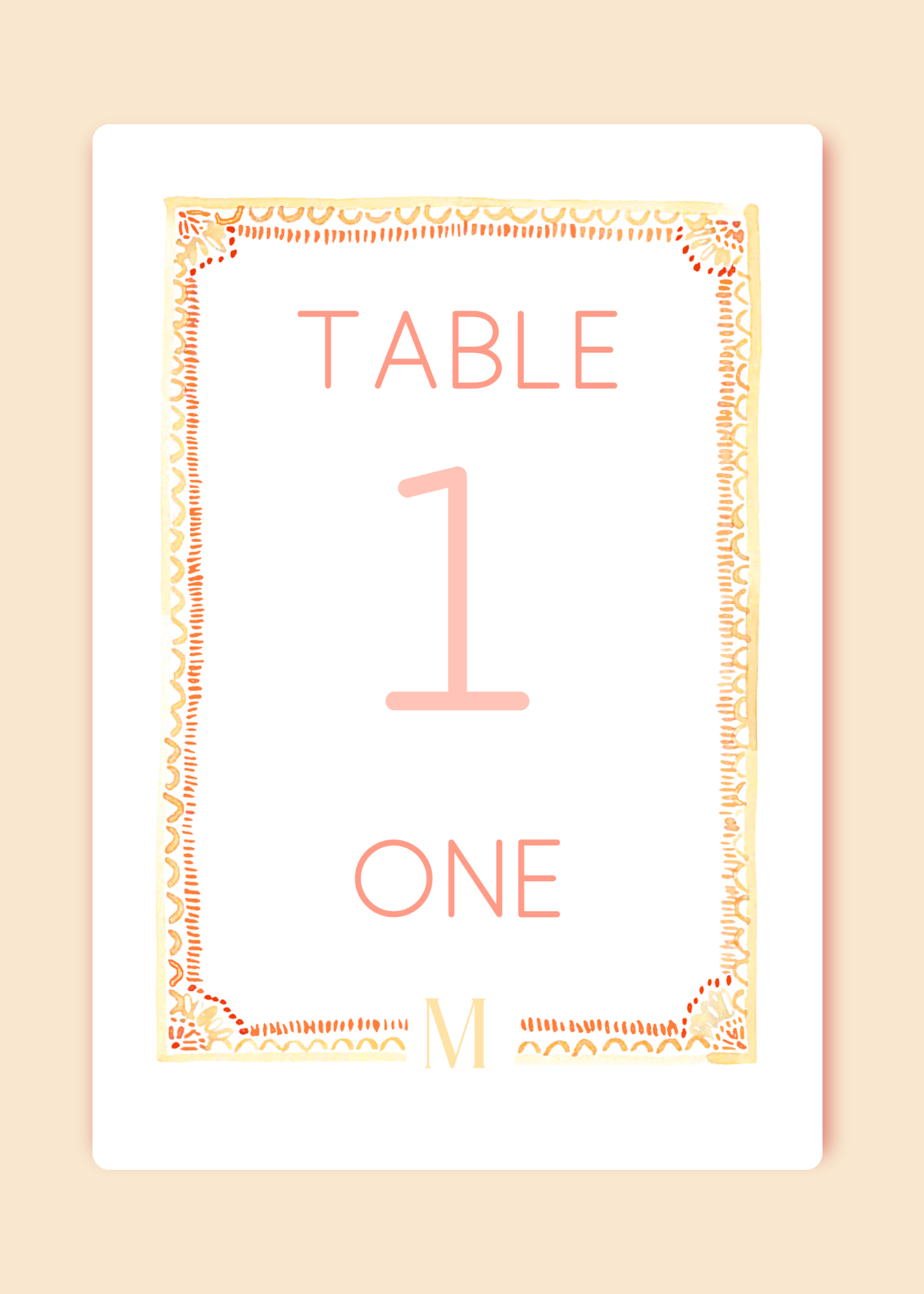 Twenty Table Numbers | Watercolor Border