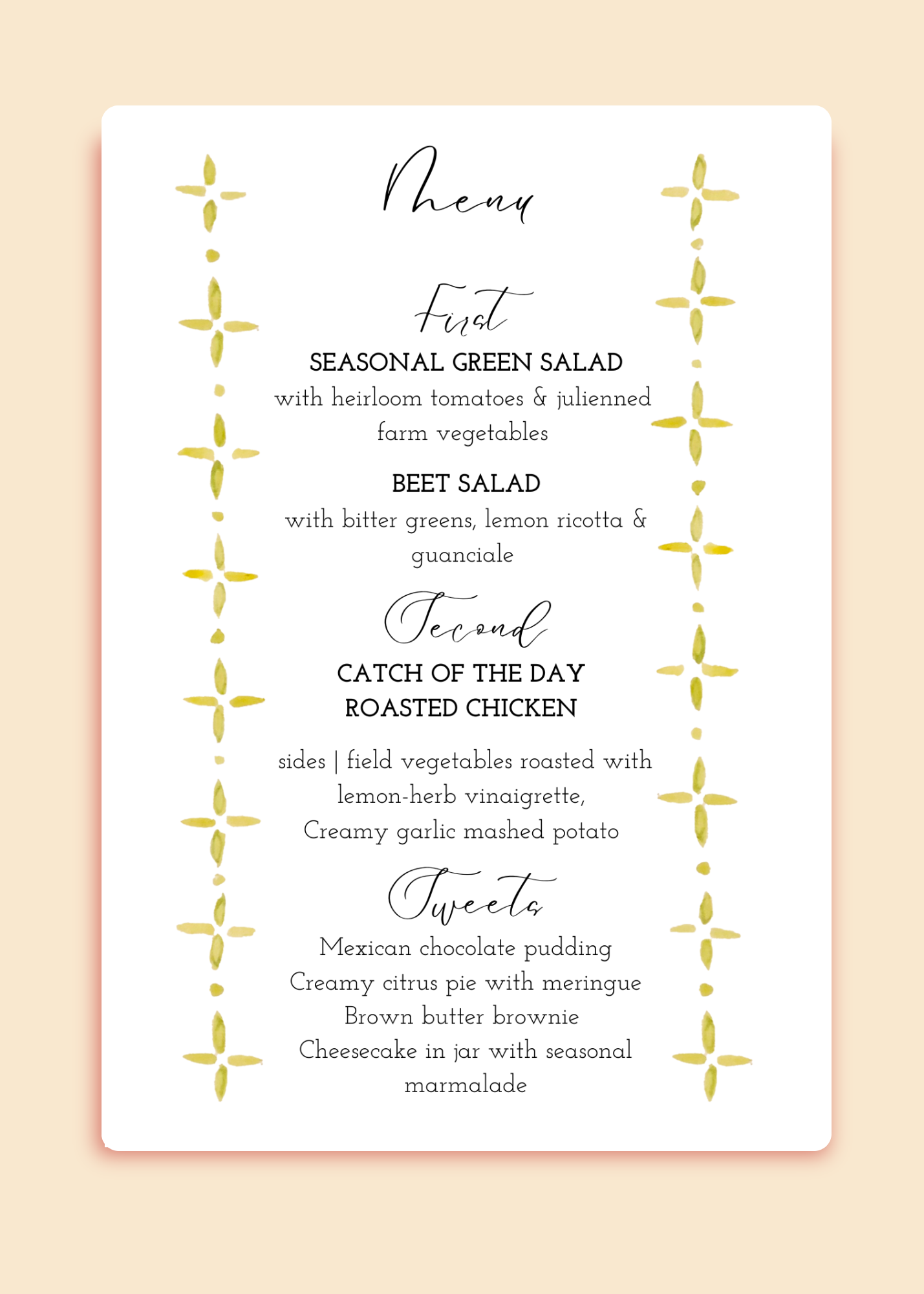 Menu Template | Pottery Border