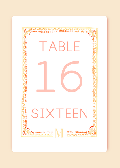 Twenty Table Numbers | Watercolor Border