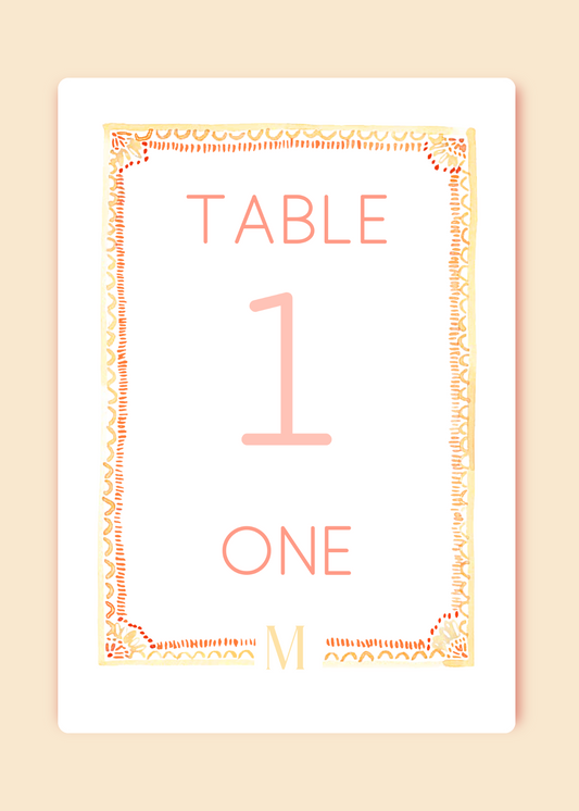 Twenty Table Numbers | Watercolor Border